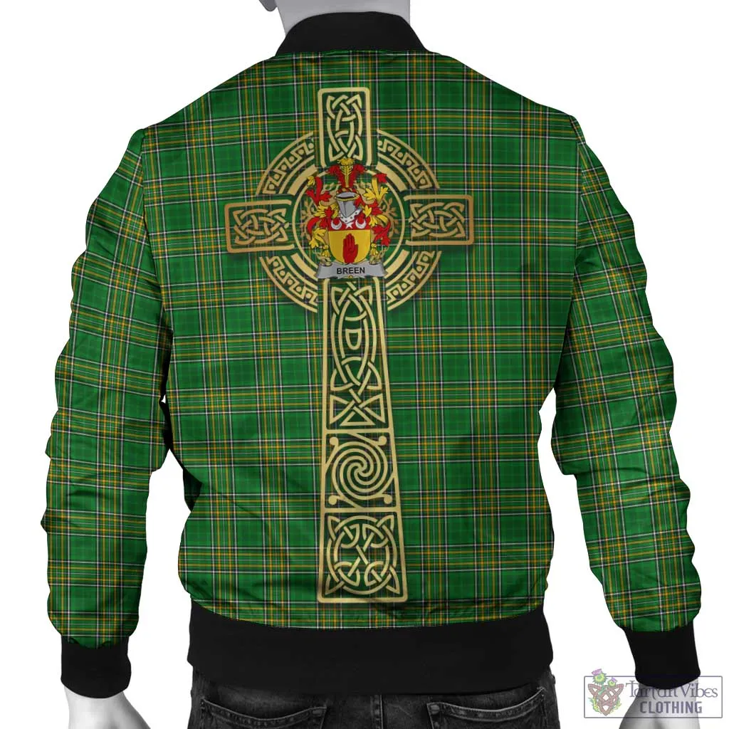 Breen Irish Clan Tartan Bomber Jacket with Coat of Arms Celtic Tree of Life Style