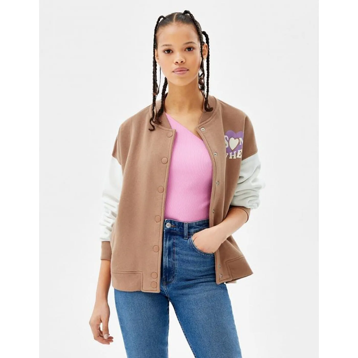 BSK Oversized Camel Bomber Jacket