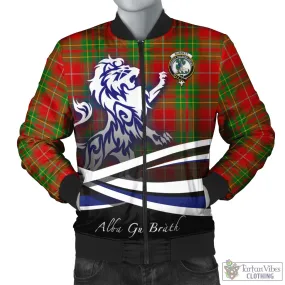 Burnett Tartan Bomber Jacket with Alba Gu Brath Regal Lion Emblem