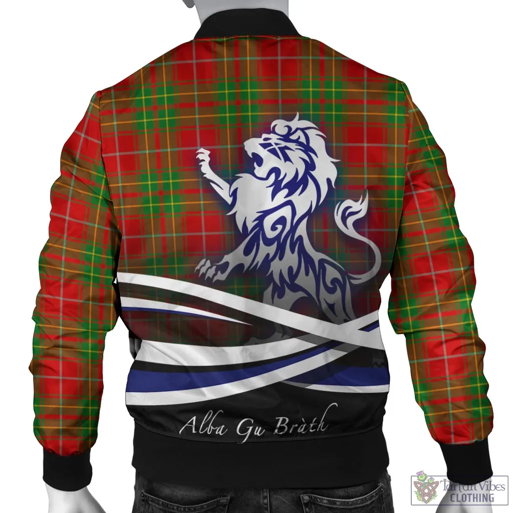 Burnett Tartan Bomber Jacket with Alba Gu Brath Regal Lion Emblem