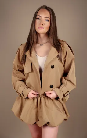 Camel Cropped Trench Jacket