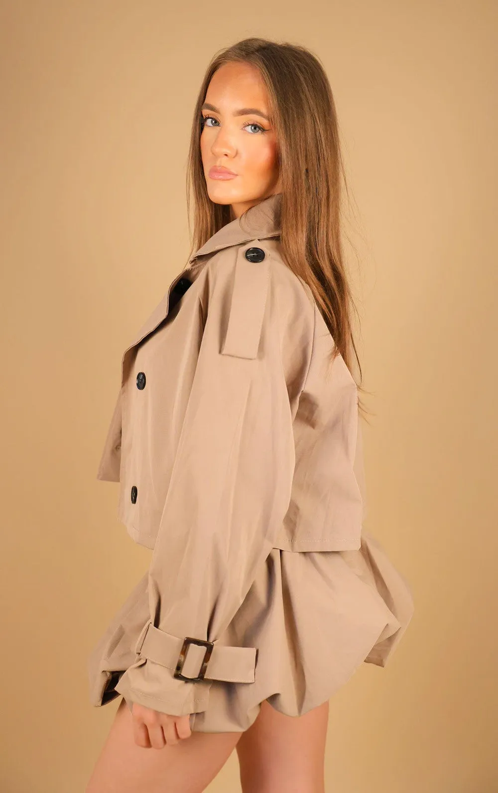 Camel Cropped Trench Jacket