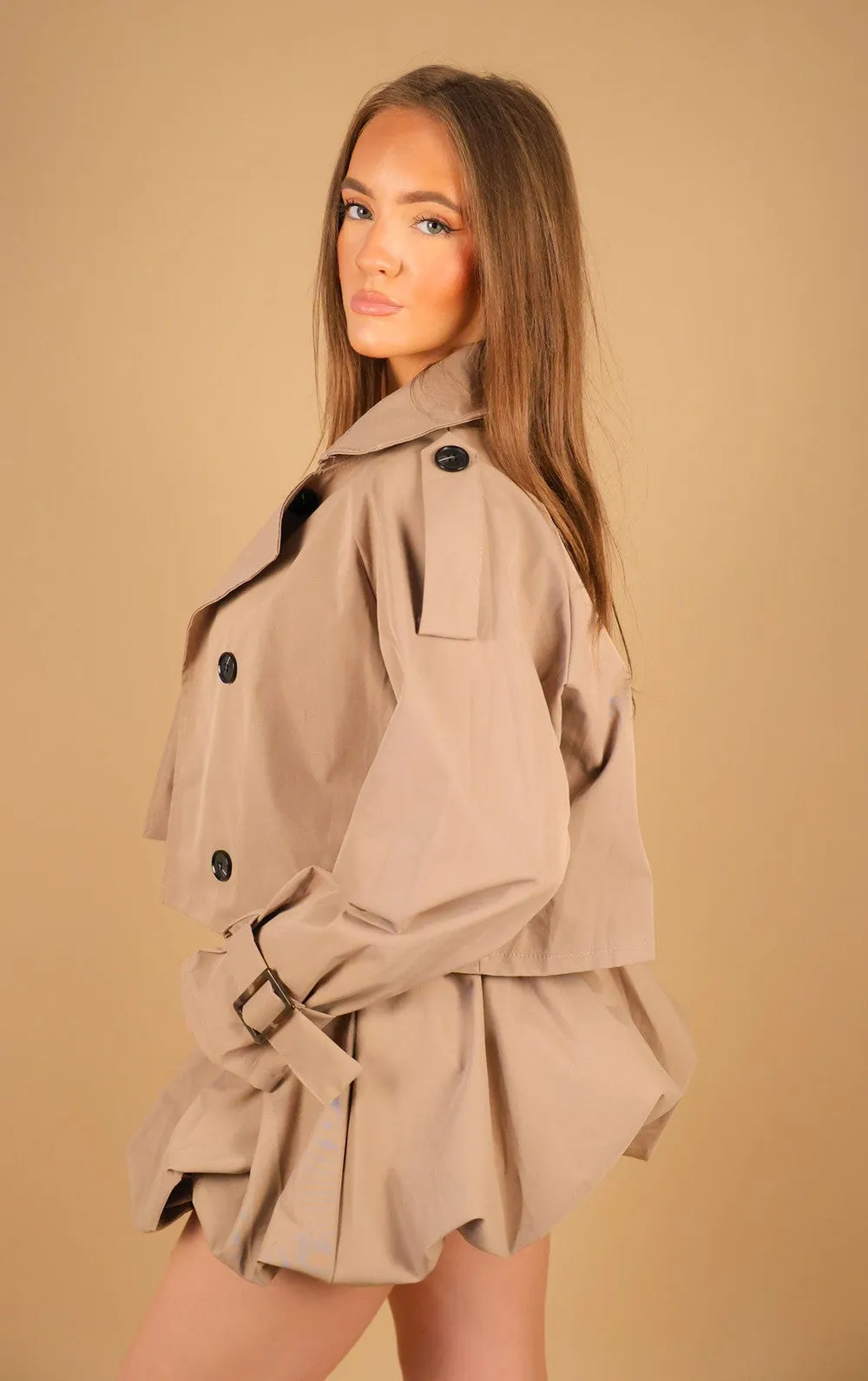 Camel Cropped Trench Jacket