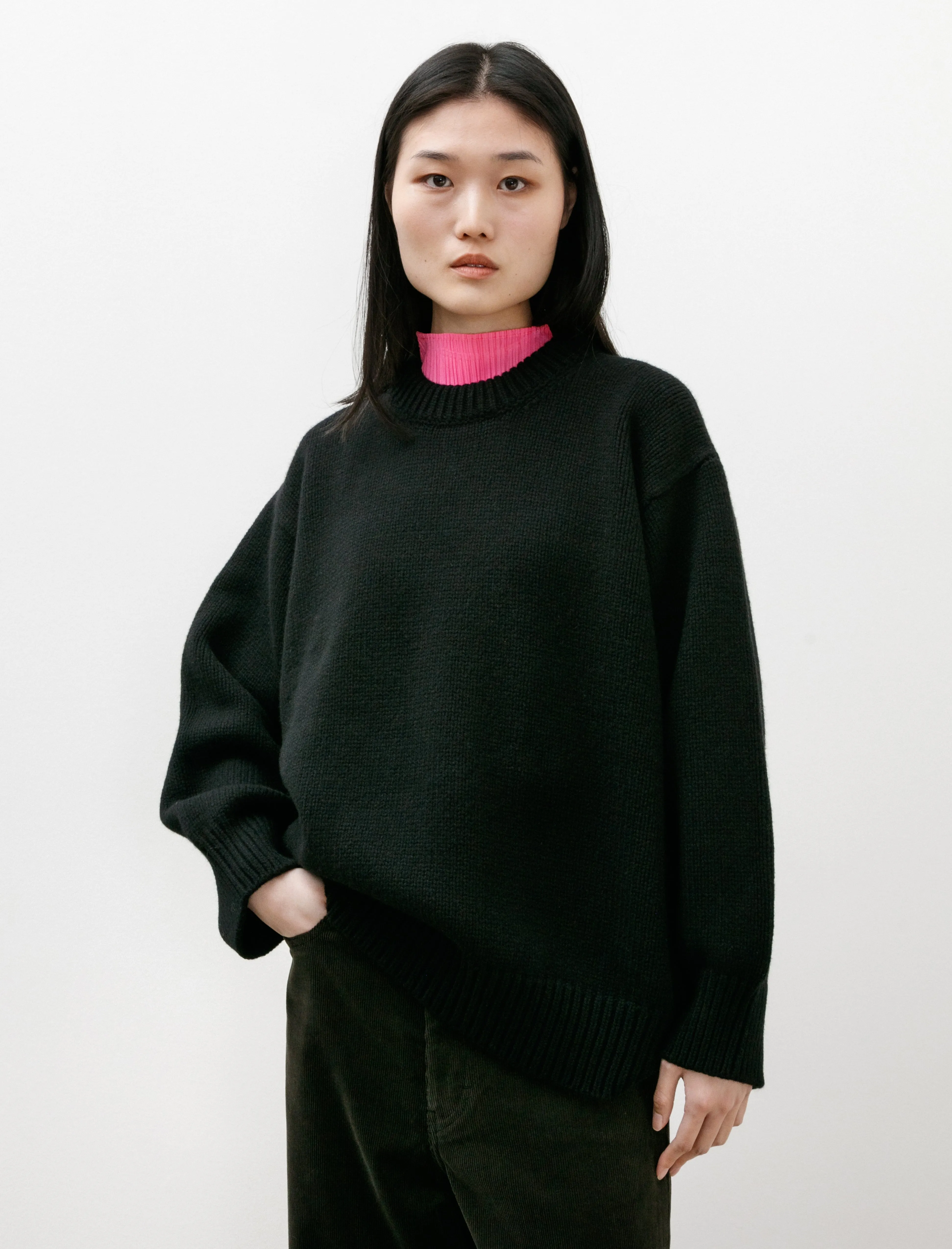 Caragh Chunky Slouch Crewneck Black