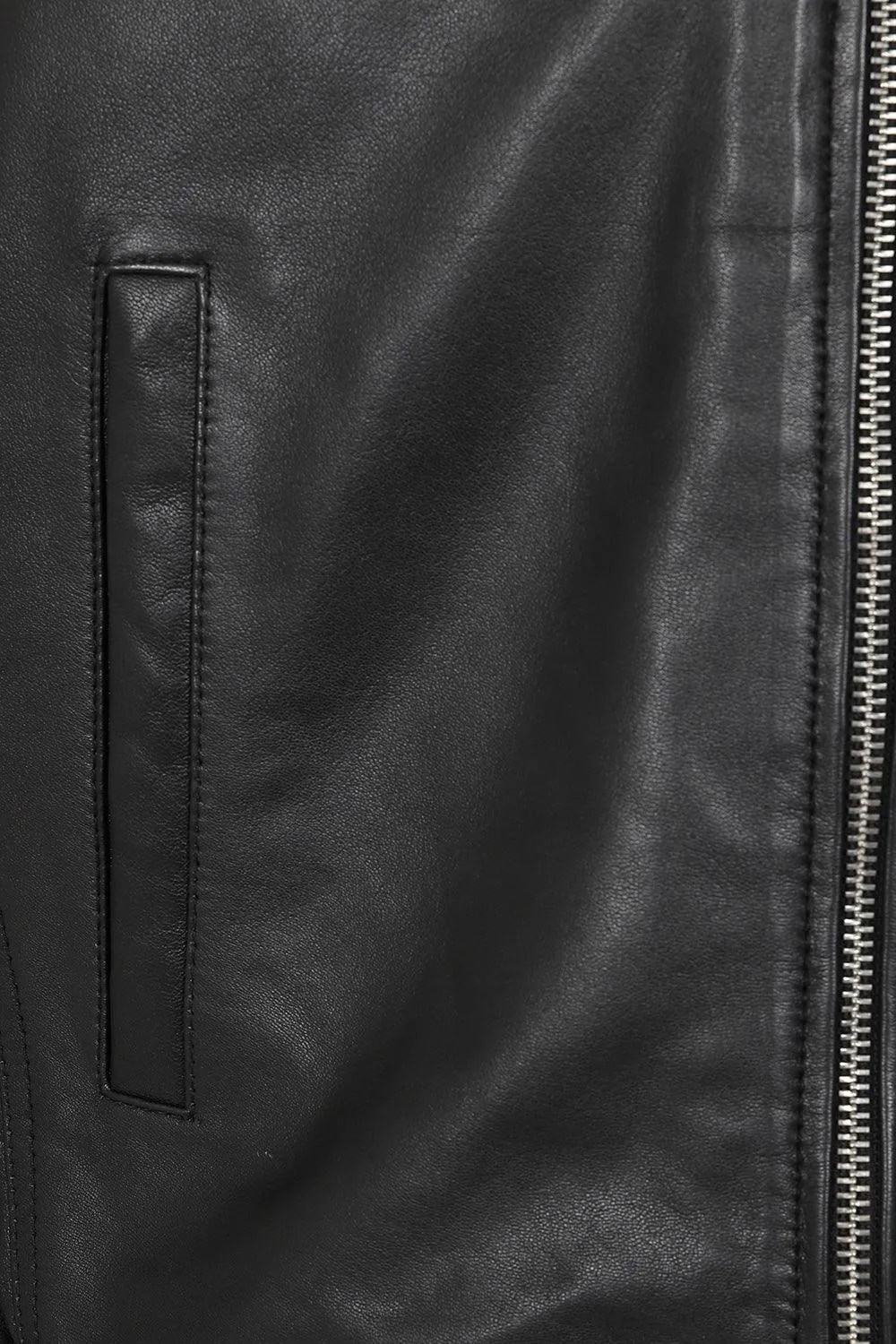 (Copy) Men's Classic Black Genuine Leather Bomber Jacket - BOBBY