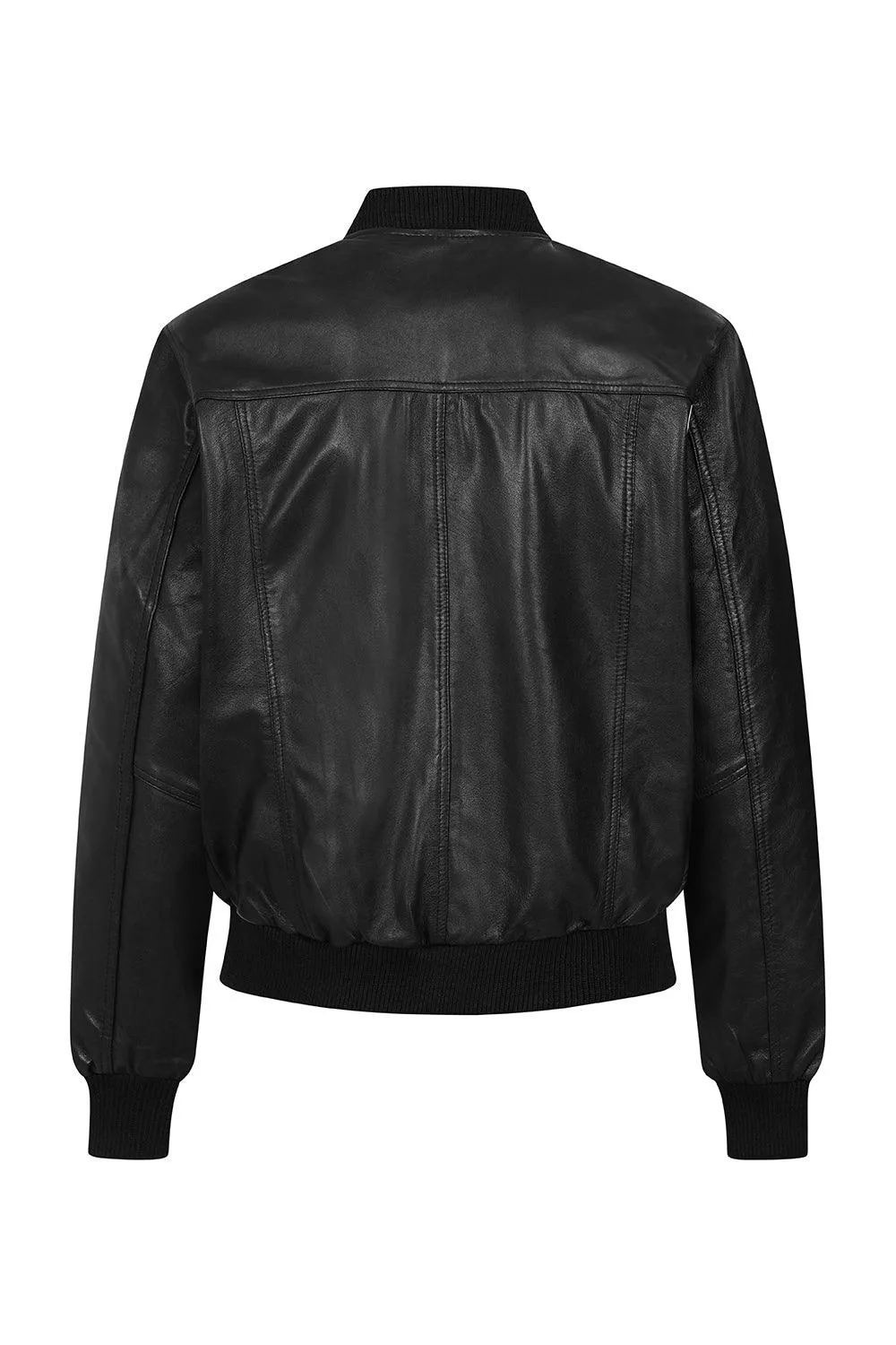 (Copy) Men's Classic Black Genuine Leather Bomber Jacket - BOBBY