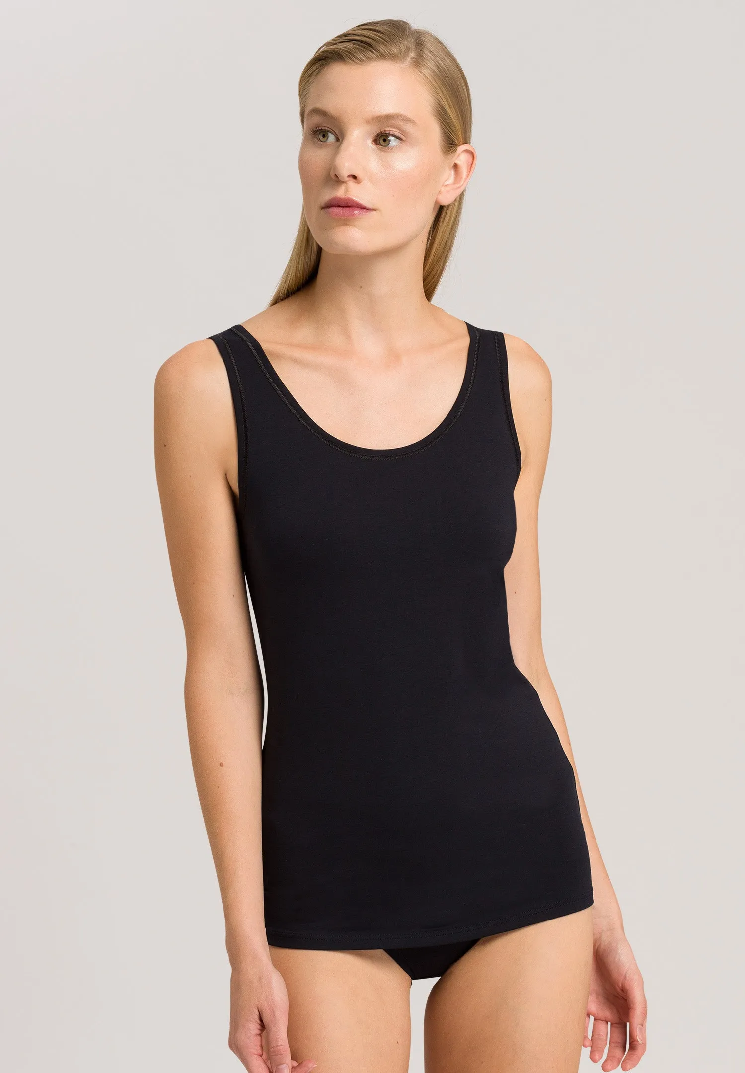 Cotton Sensation Cotton Round Neck Tank Top | Black 71406-019