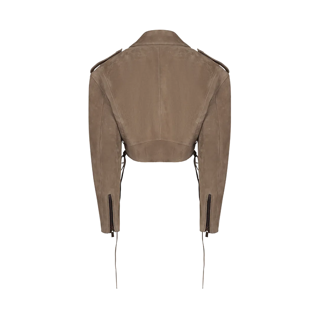 Cropped Suede Biker Jacket