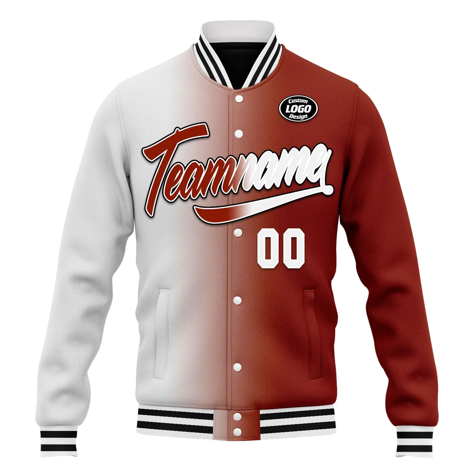 Custom Gradient Fashion Jacket Bomber Full-Snap Varsity Letterman Personalized Jacket FZ005-D028016-17