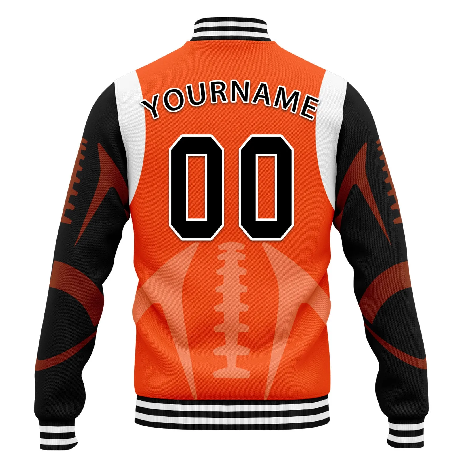 Custom Orange Cincinnati Jacket Bomber Full-Snap Varsity Letterman Personalized Jacket FZ005-D025004-6