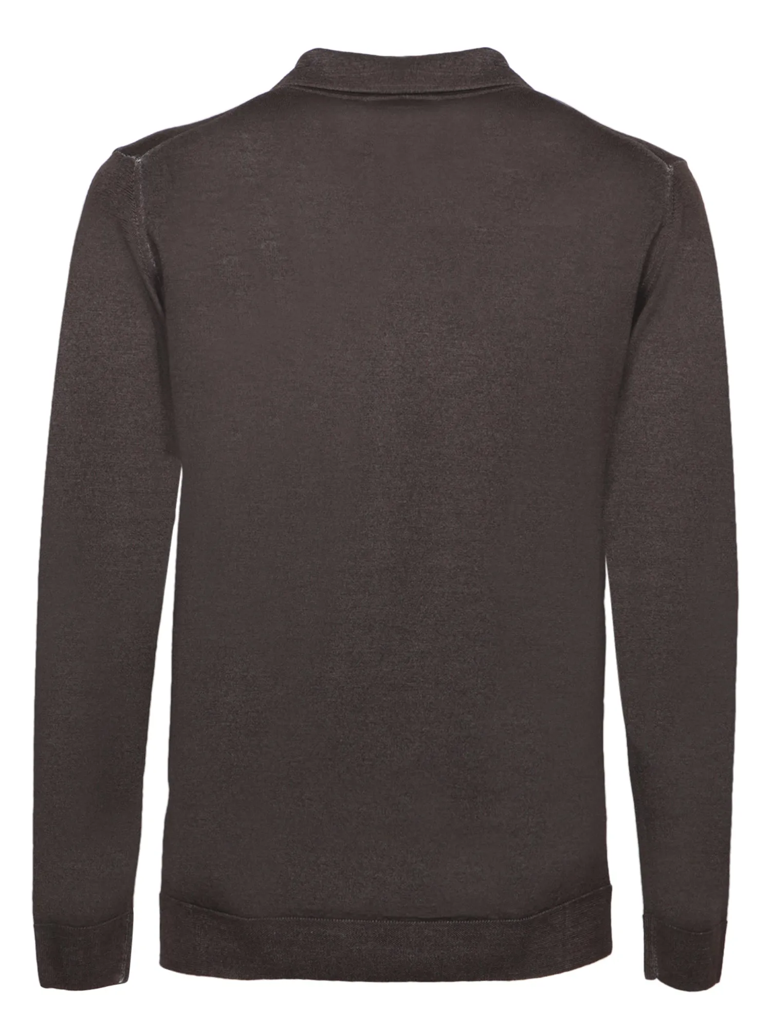 Dark Brown Merino Wool Polo Sweater