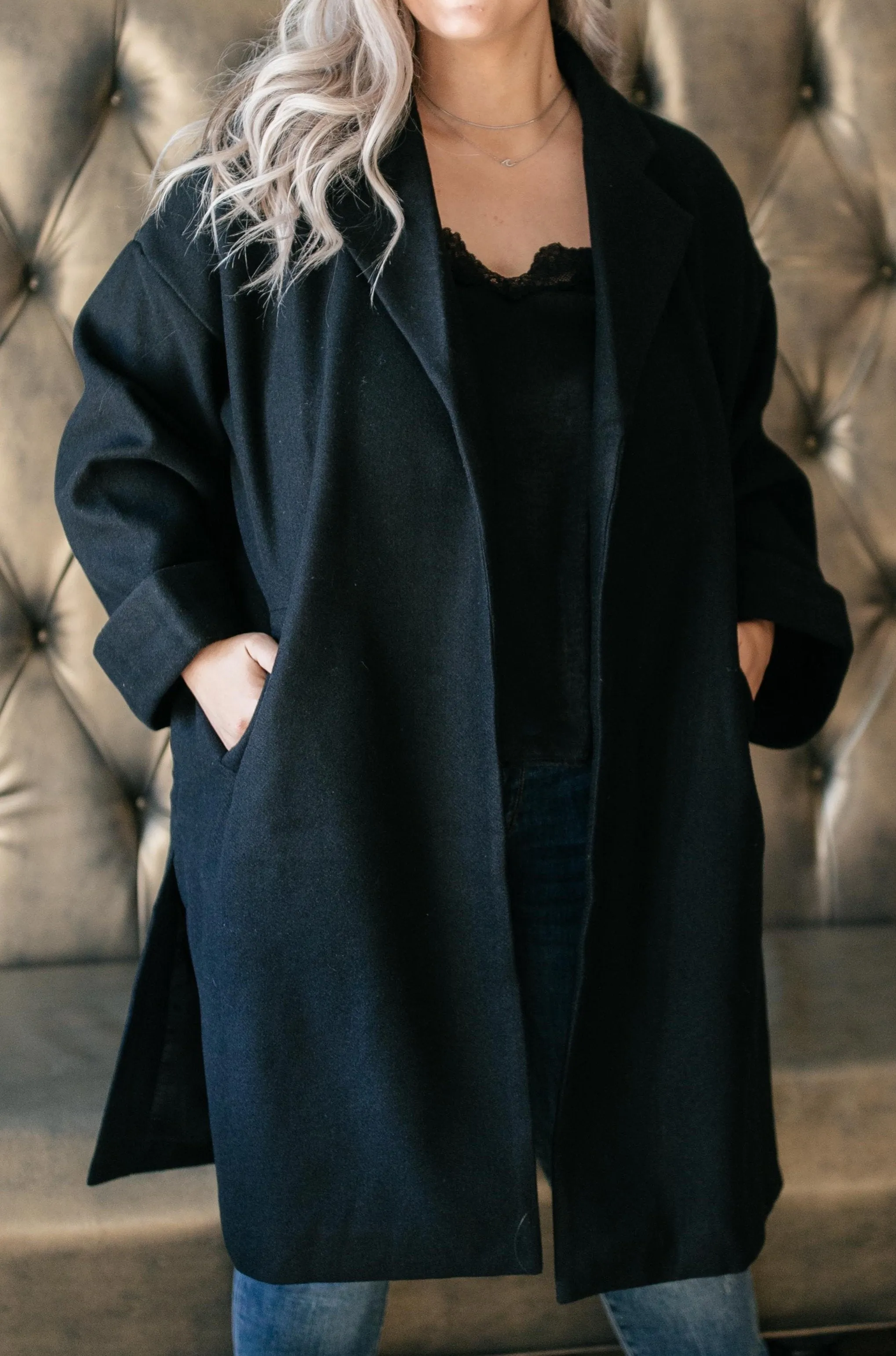 Deconstructed Oversized Trench Coat in Classic Black