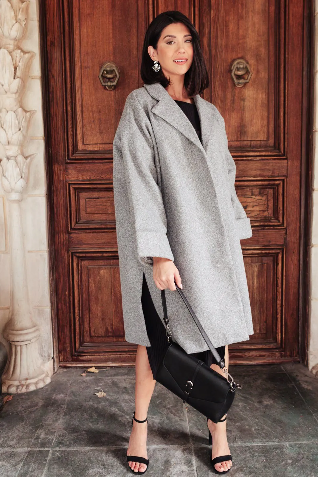 Deconstructed Oversized Trench Coat in Stone Gray