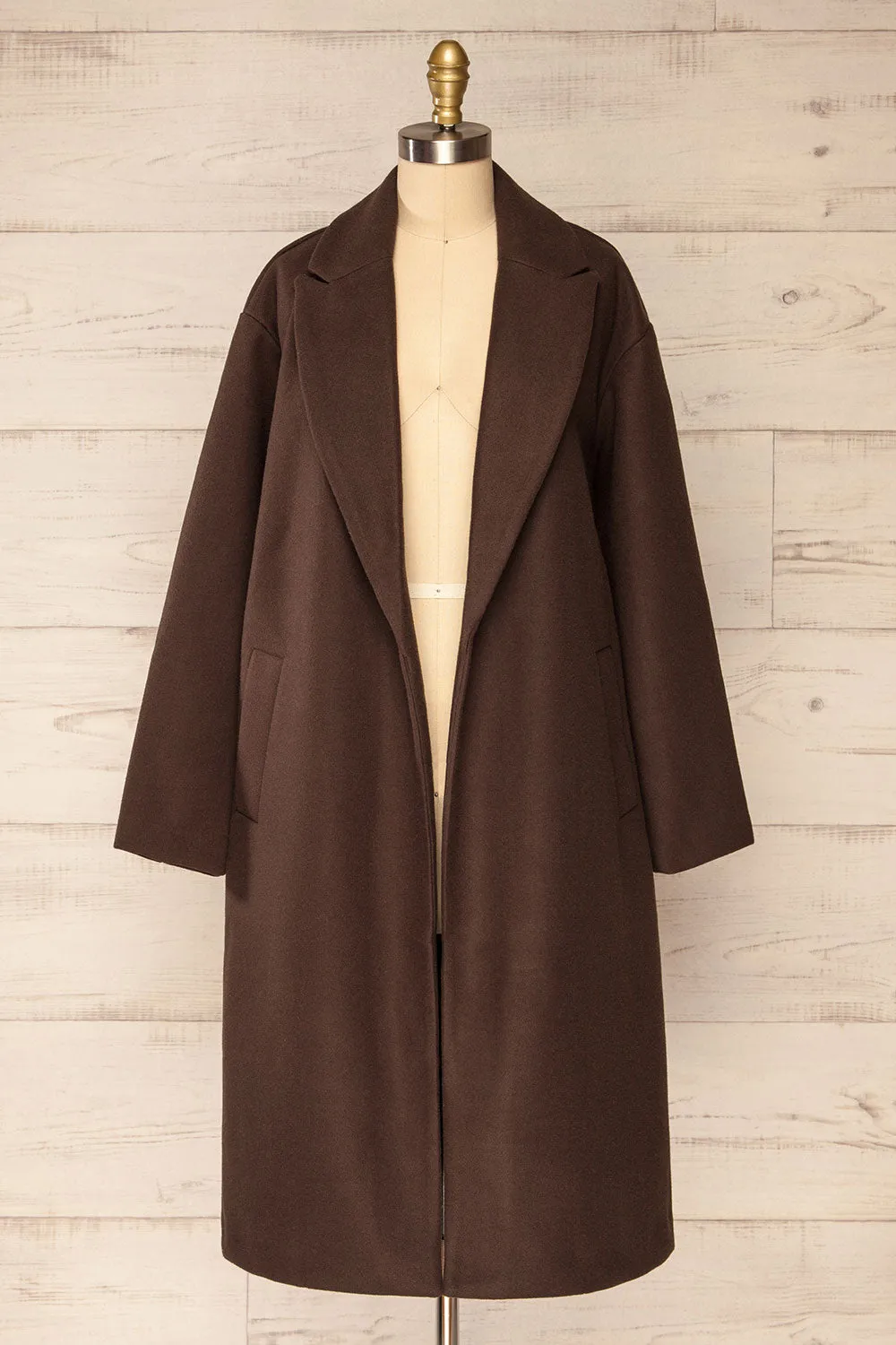 Dhome Brown | Felt Trench Coat w/ Belt