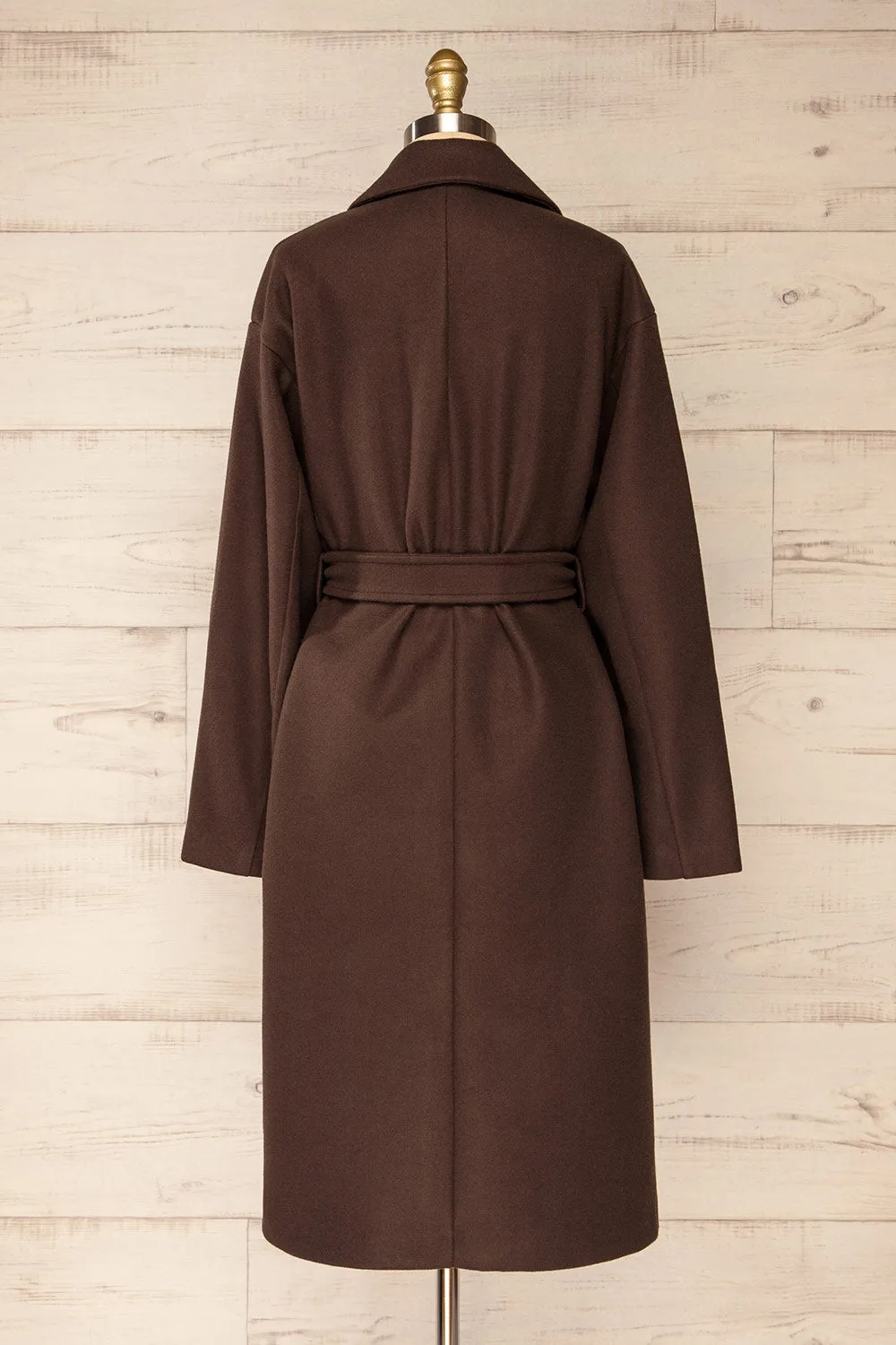 Dhome Brown | Felt Trench Coat w/ Belt