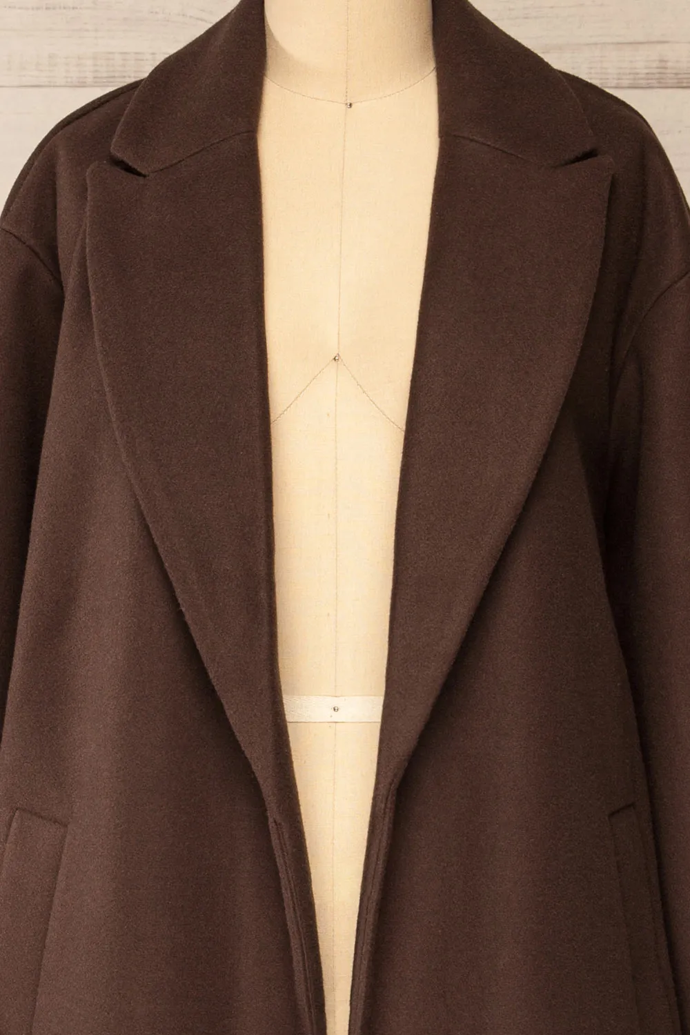 Dhome Brown | Felt Trench Coat w/ Belt