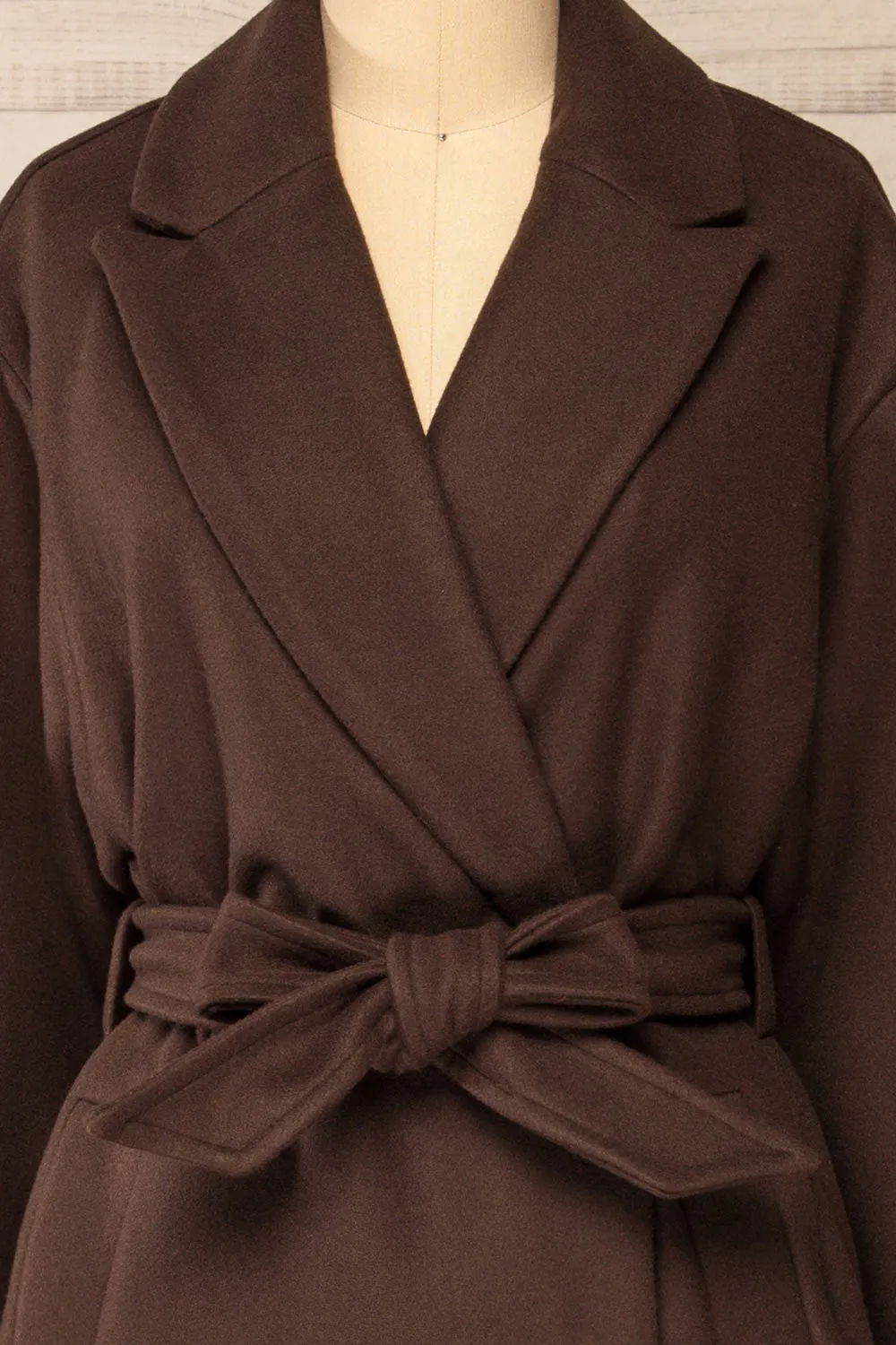 Dhome Brown | Felt Trench Coat w/ Belt