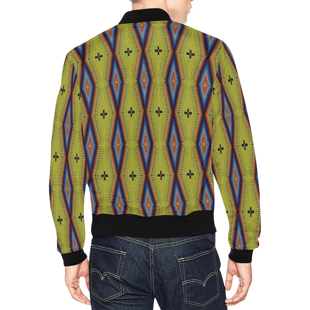 Diamond in the Bluff Yellow All Over Print Bomber Jacket for Men