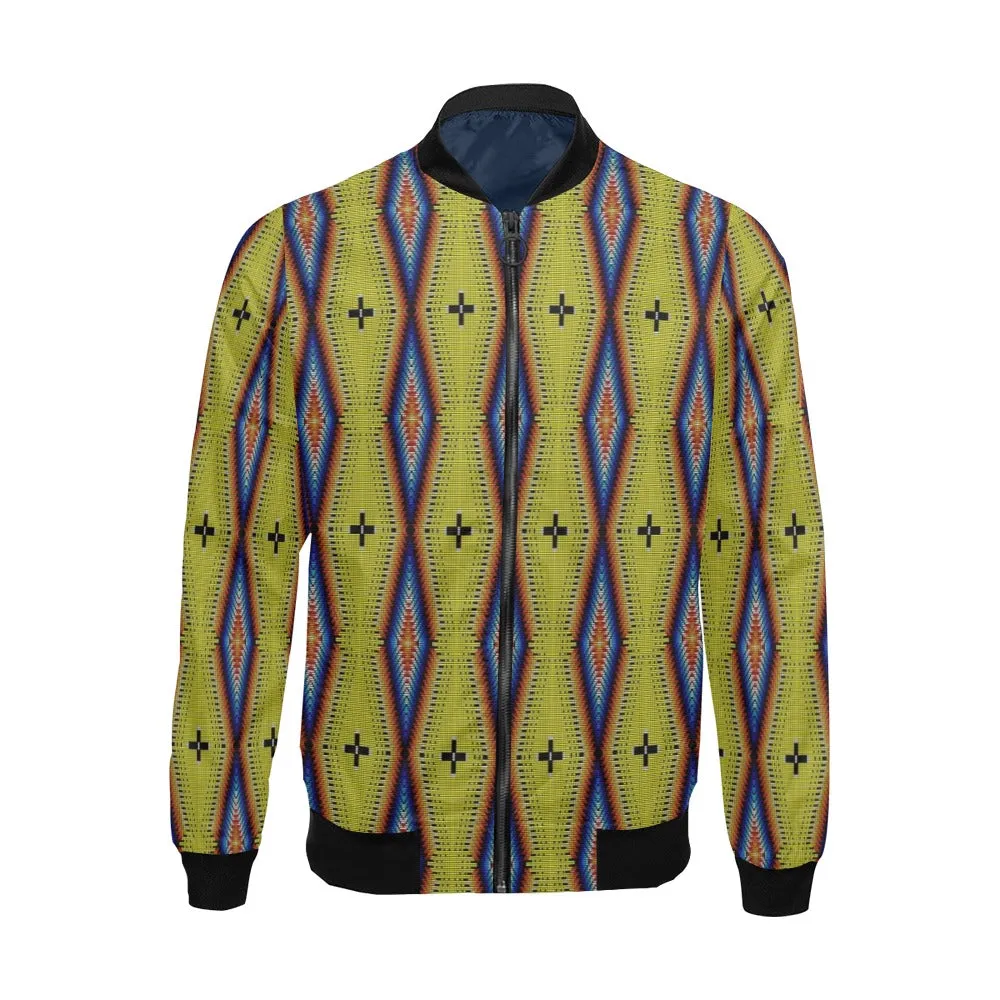 Diamond in the Bluff Yellow All Over Print Bomber Jacket for Men