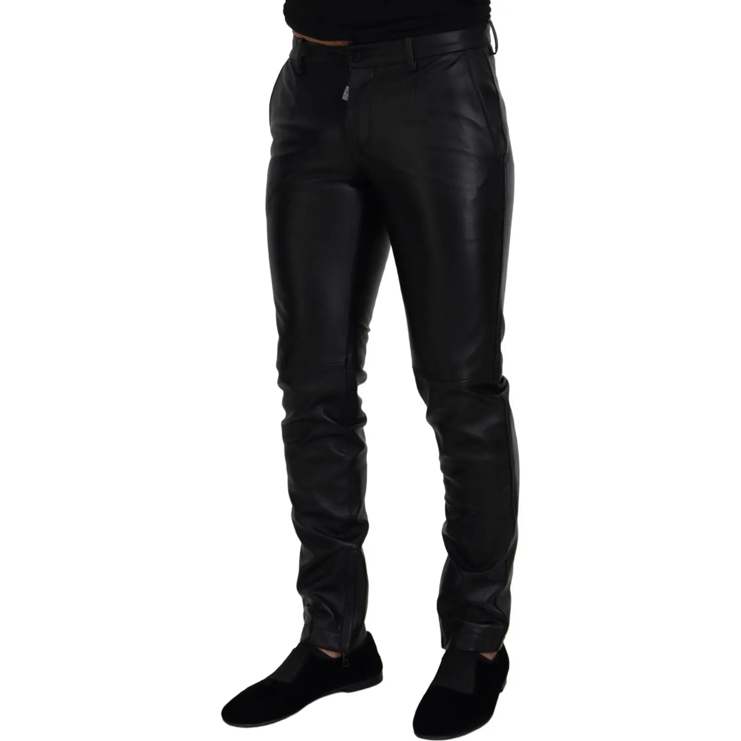 Dolce & Gabbana Elegant Black Agnello Trousers for Men