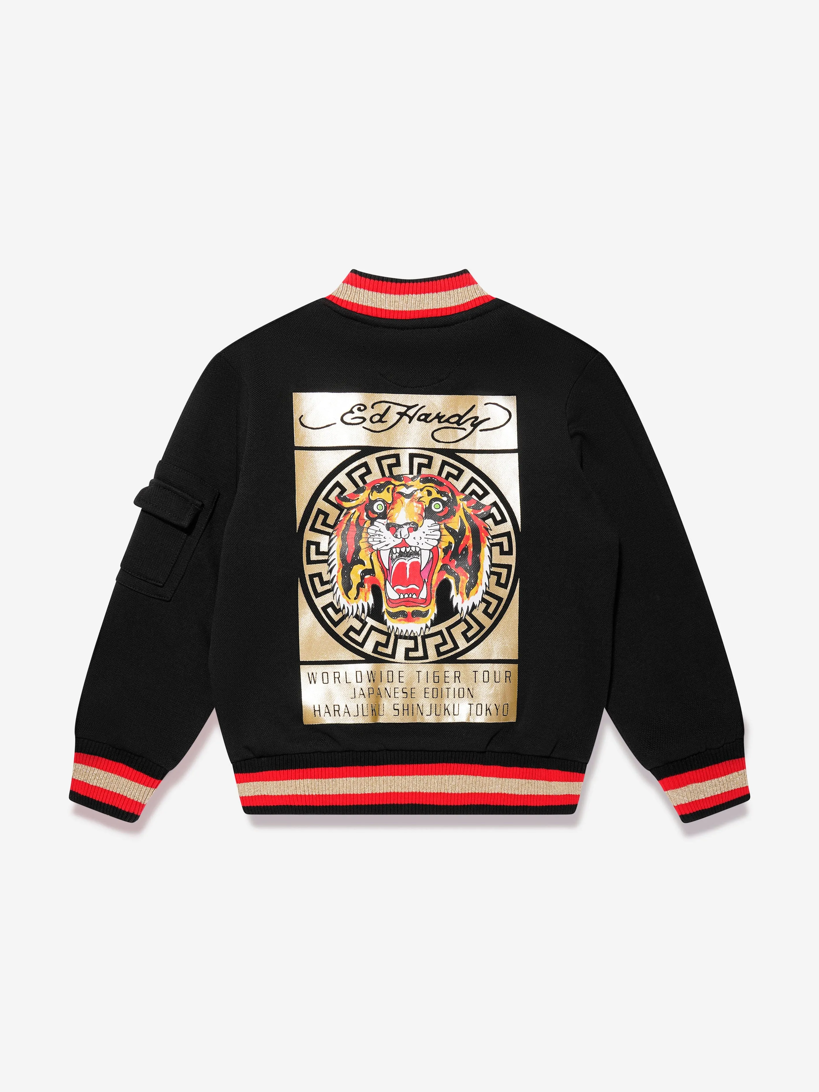 ED Hardy Boys Gold Label Bomber Jacket in Black