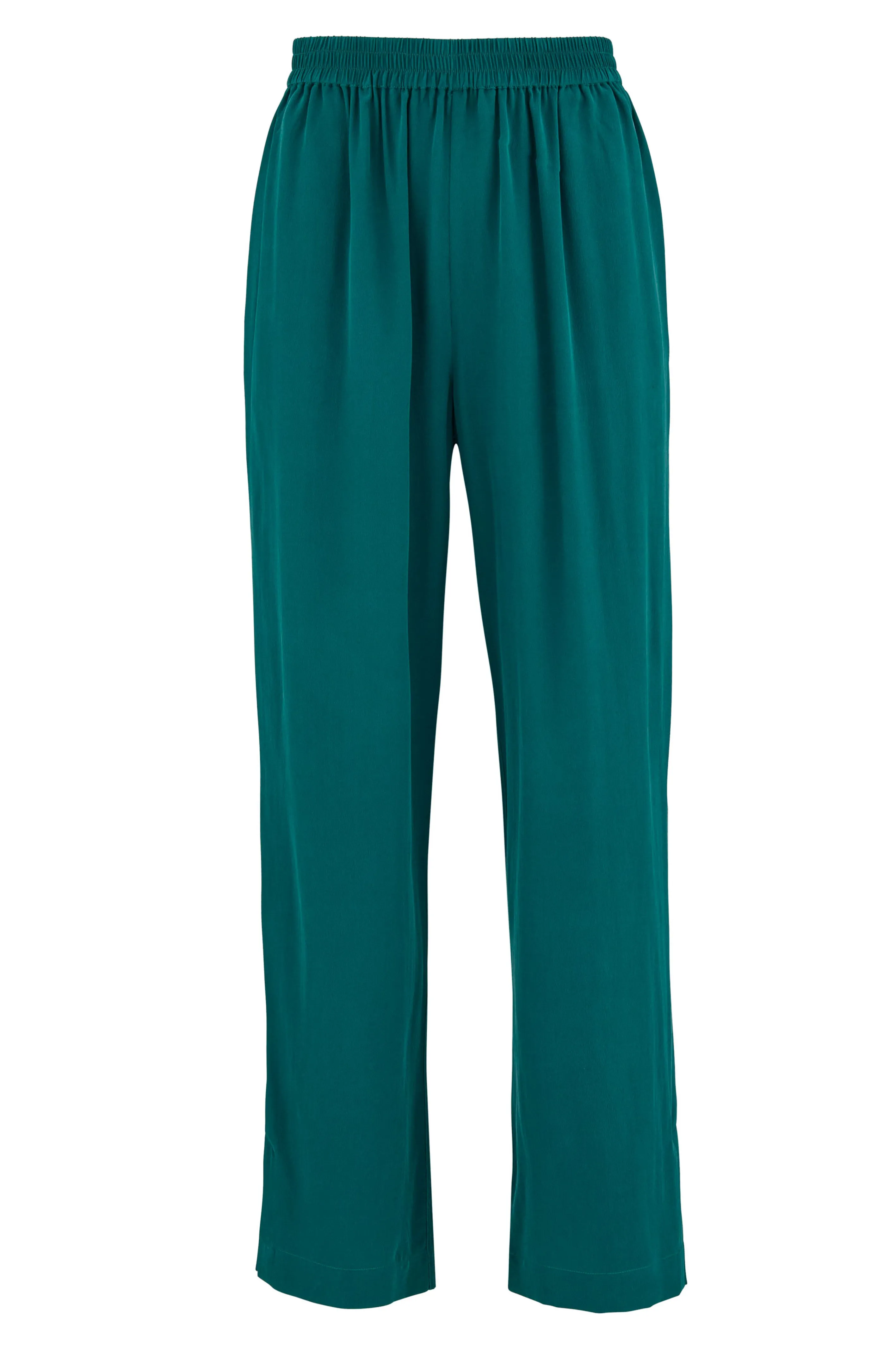 ELI SLIT PANTS - MOSS - SANDWASHED CREPE DE CHINE