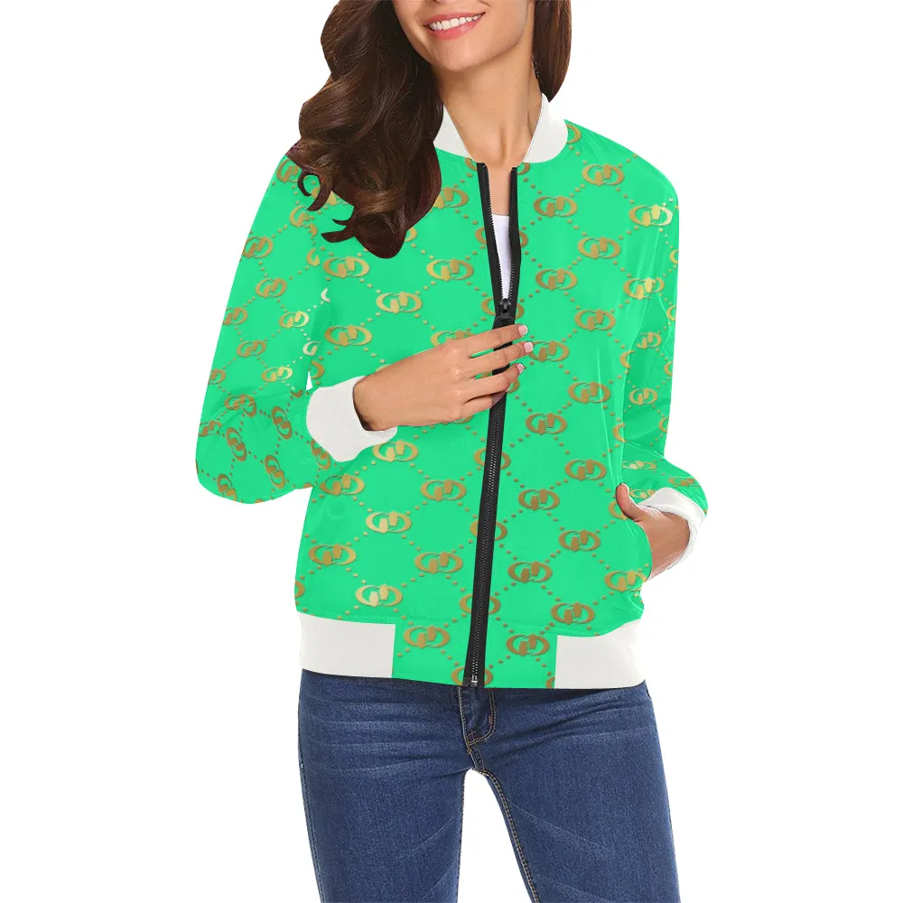 EXCELLENCE TRQGLD All Over Print Bomber Jacket for Women