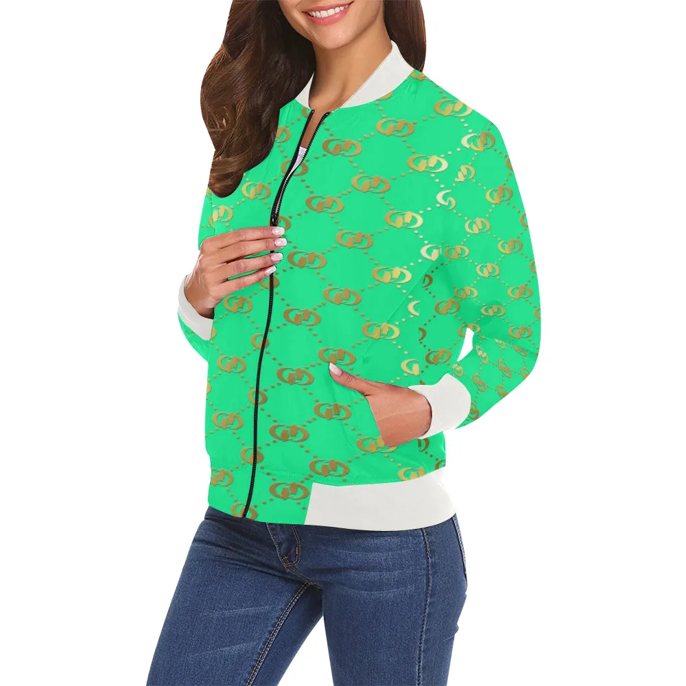 EXCELLENCE TRQGLD All Over Print Bomber Jacket for Women