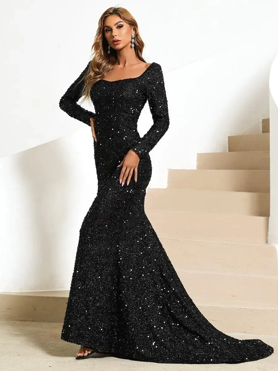 Floor Length Sequin Dress XJ429