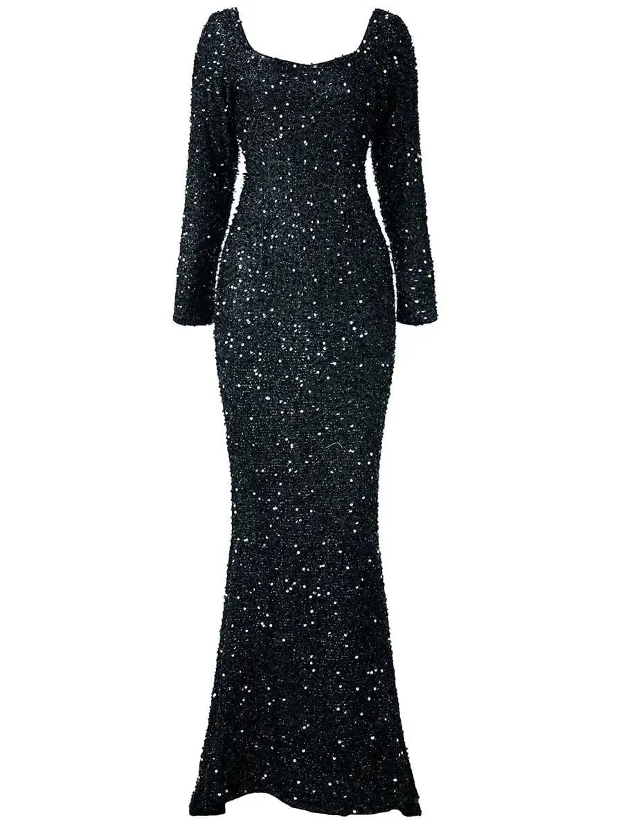 Floor Length Sequin Dress XJ429