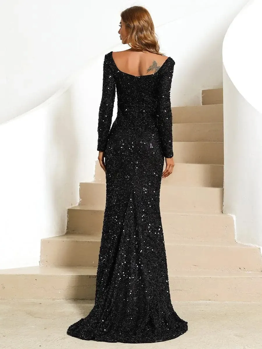 Floor Length Sequin Dress XJ429