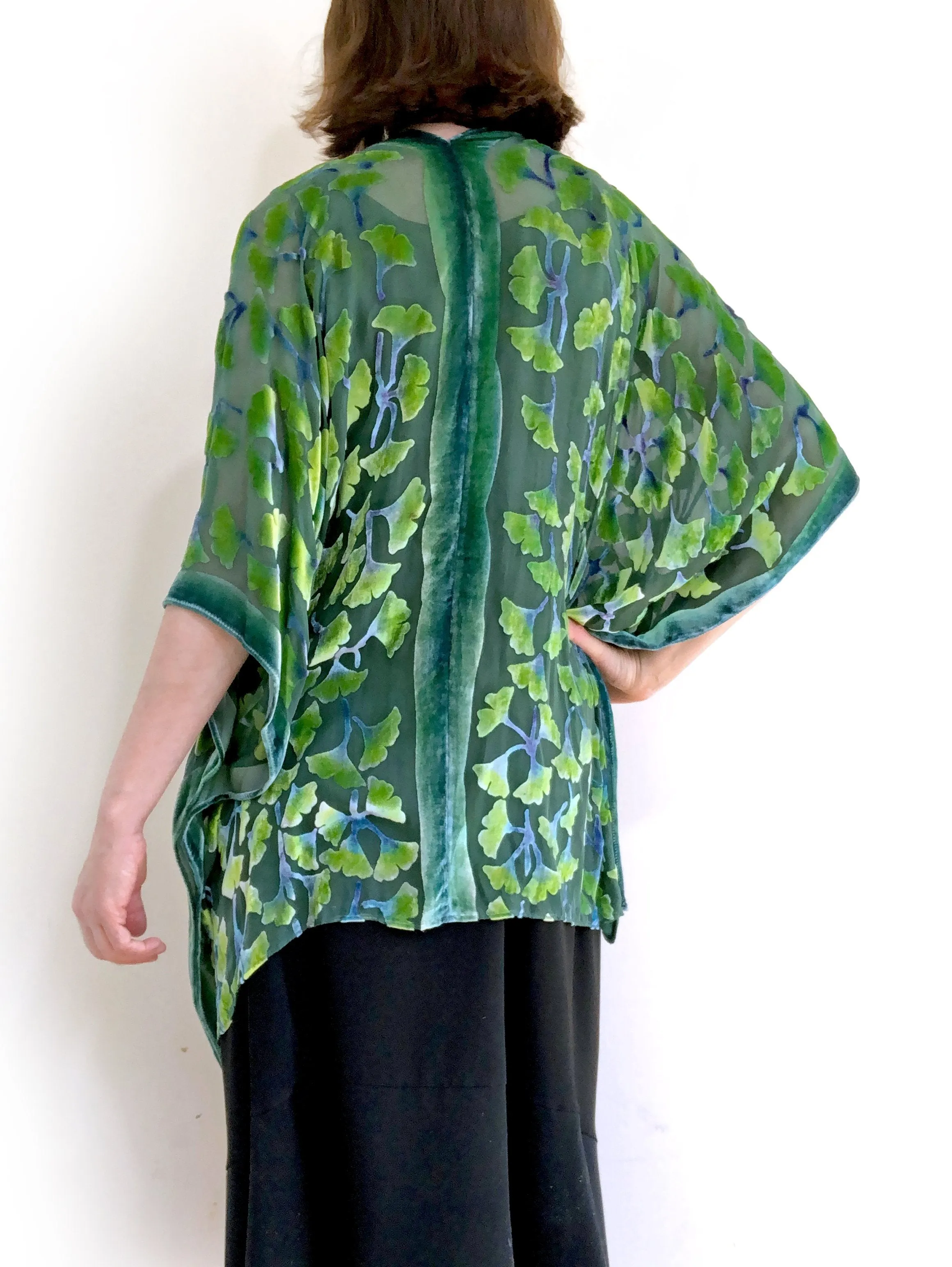 Gingko Leaf Kimono Jacket in Green