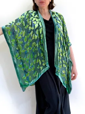 Gingko Leaf Kimono Jacket in Green