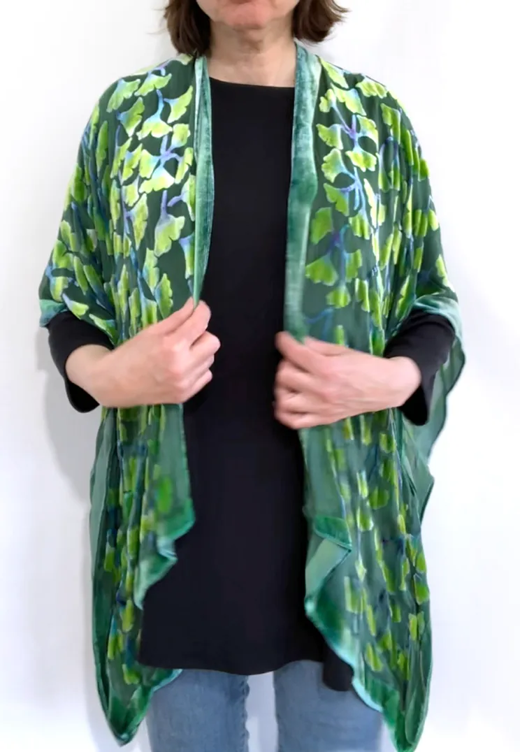 Gingko Leaf Kimono Jacket in Green