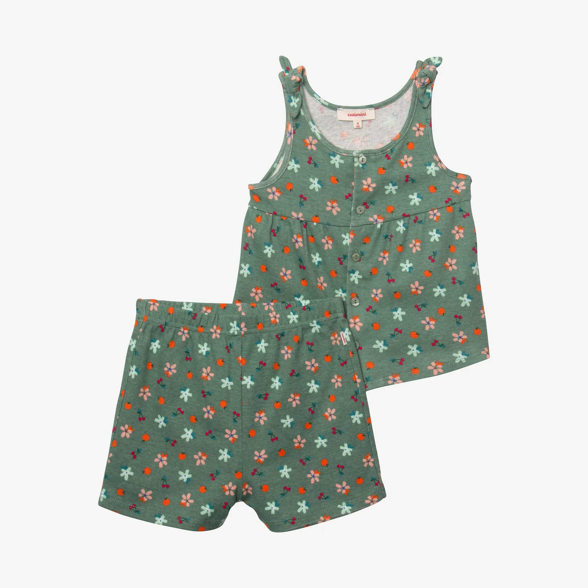 Girls' floral print pajama set