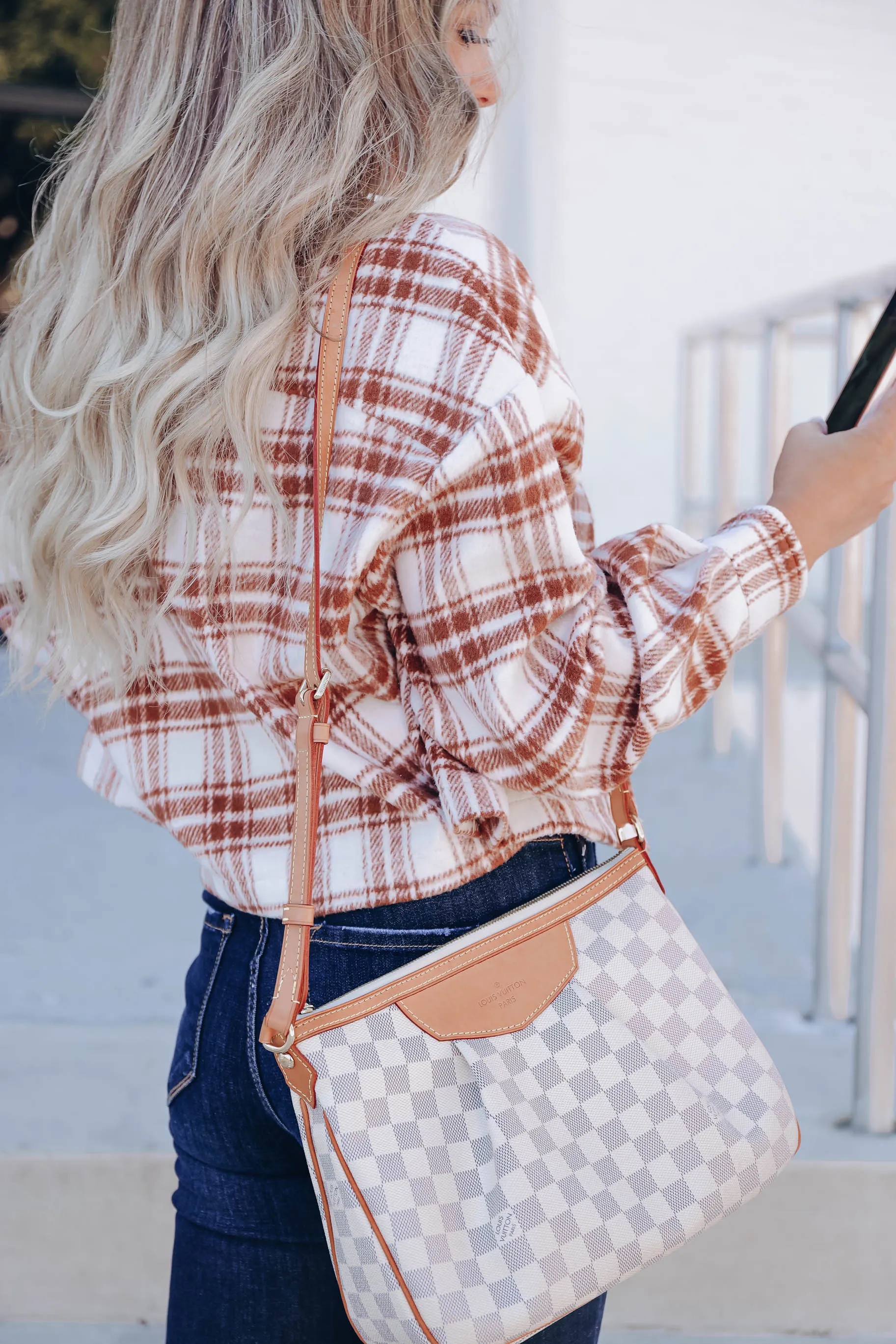 Giselle Cropped Plaid Shacket - Ivory