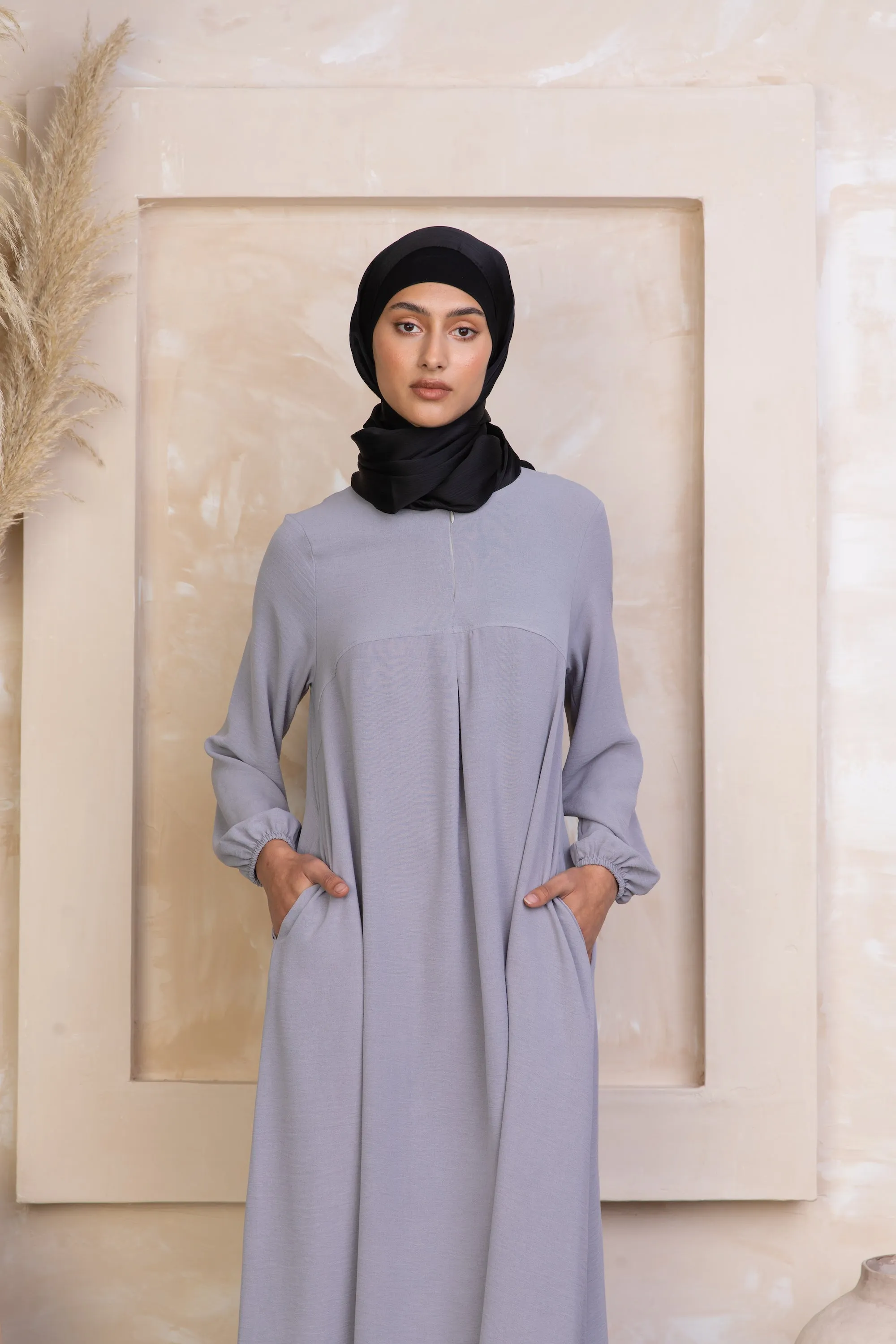 Gray Sheath Abaya Maxi Dress