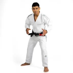 Grey on White Tatami Fightwear Estilo Black Label Mens BJJ Gi