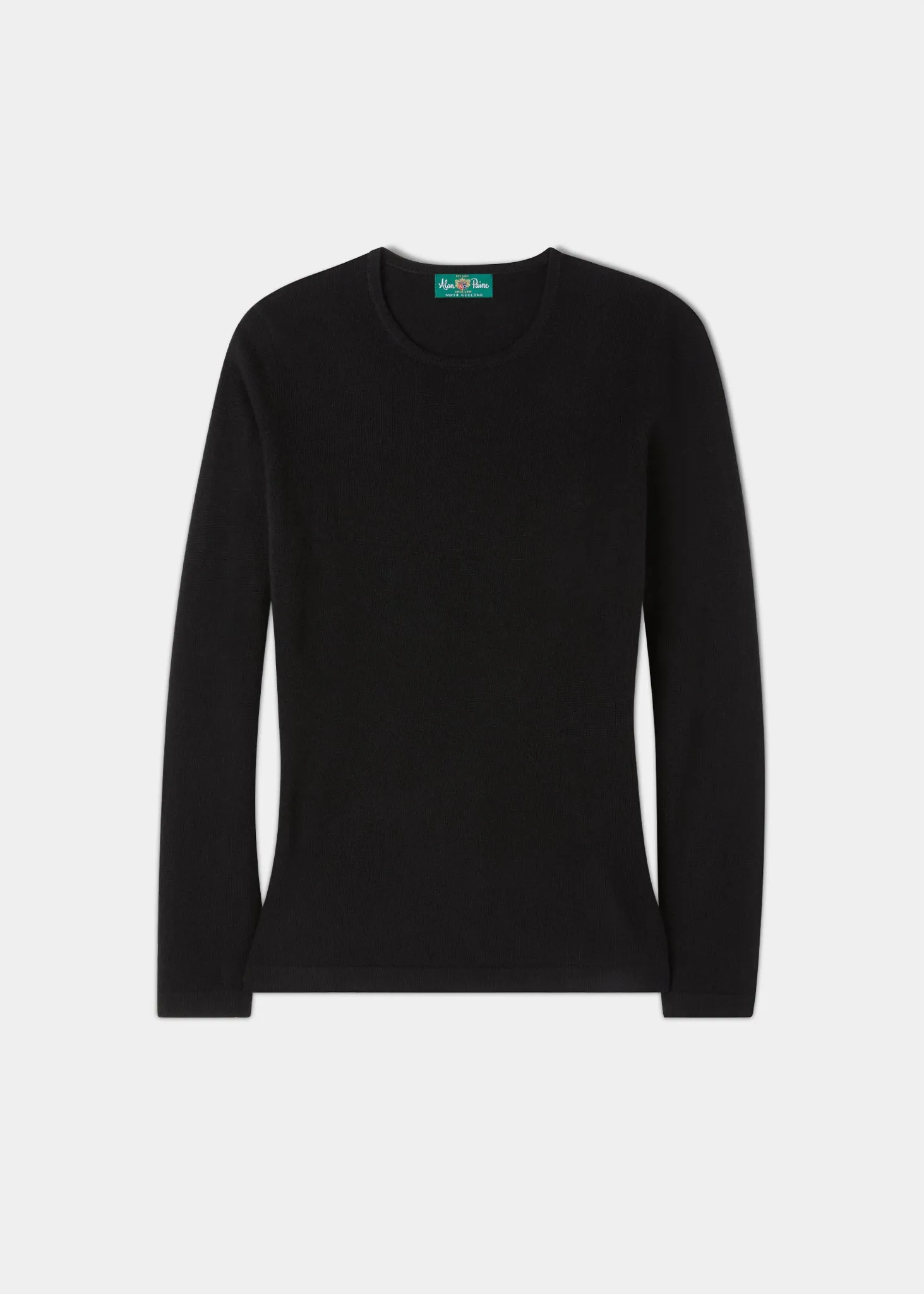 Harriet Ladies Geelong Lambswool Crew Neck Jumper In Black