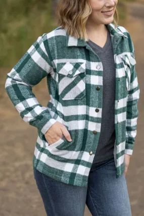 IN STOCK Norah Plaid Shacket - Classic Green and Grey Mix