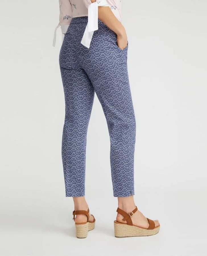 Ink Blue Waves Print Cafe Trouser