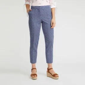 Ink Blue Waves Print Cafe Trouser