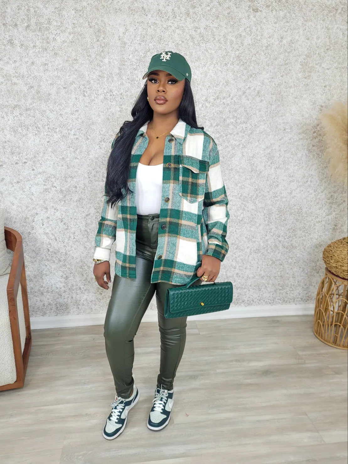 Jade Plaid Shacket (Green)