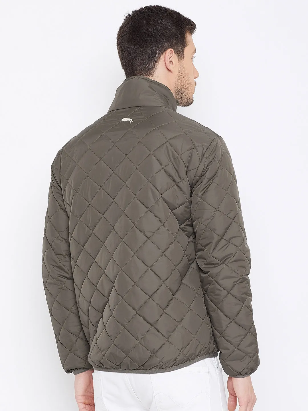 JUMP USA Men Olive Casual Quilted Jacket