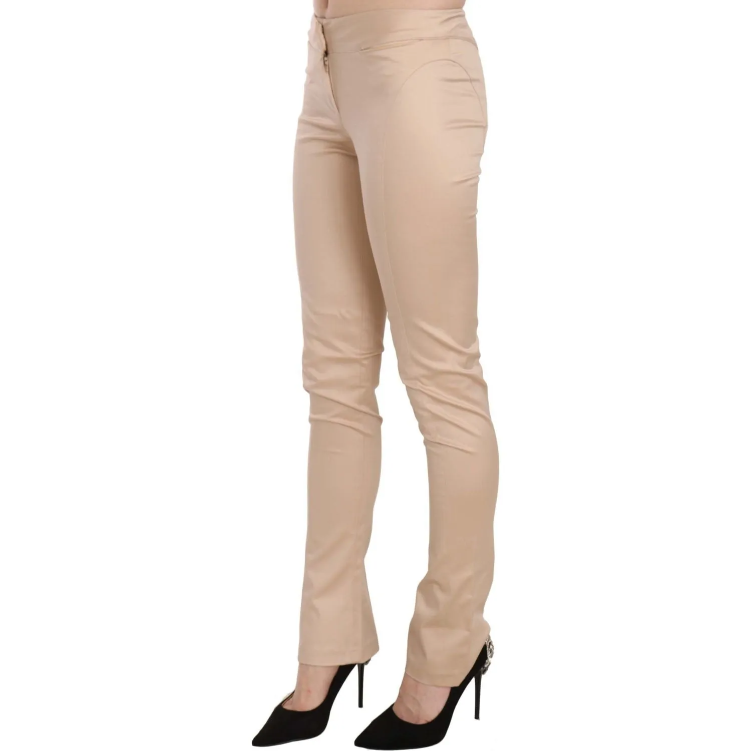 Just Cavalli Elegant Cream Low Waist Skinny Trousers