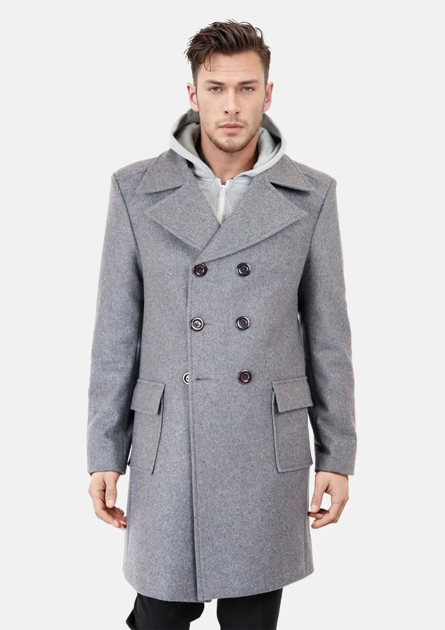 Light Grey Wool Signature Peacoat