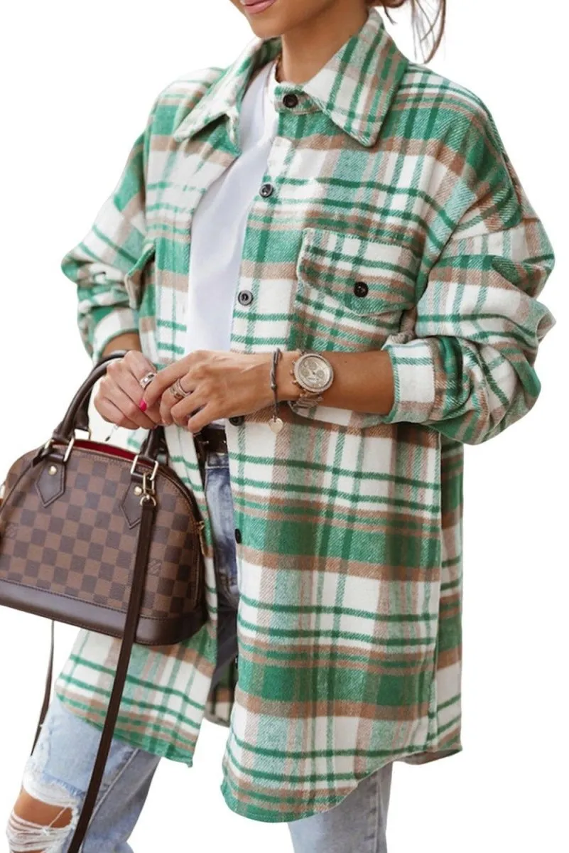 Long Green Plaid Shacket