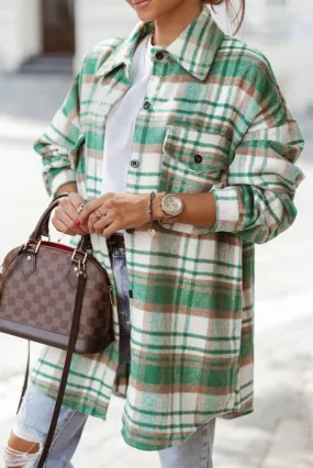 Long Green Plaid Shacket