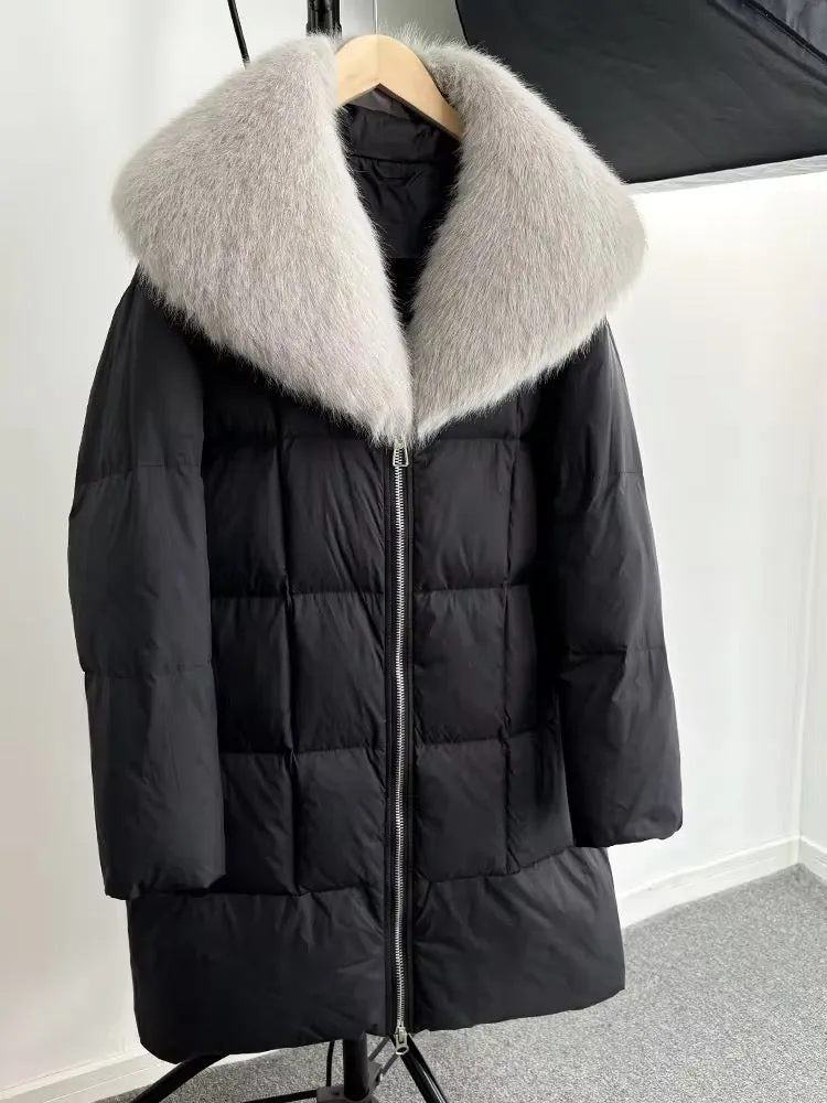 Luxurious Women's Long Duck Down Jacket