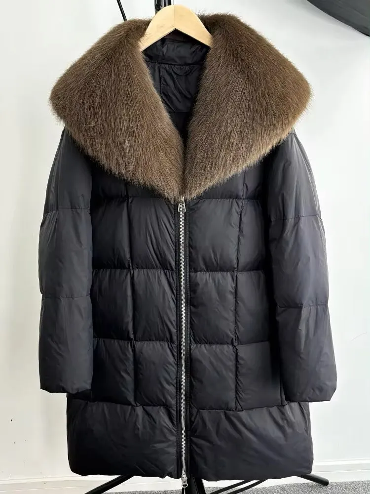 Luxurious Women's Long Duck Down Jacket